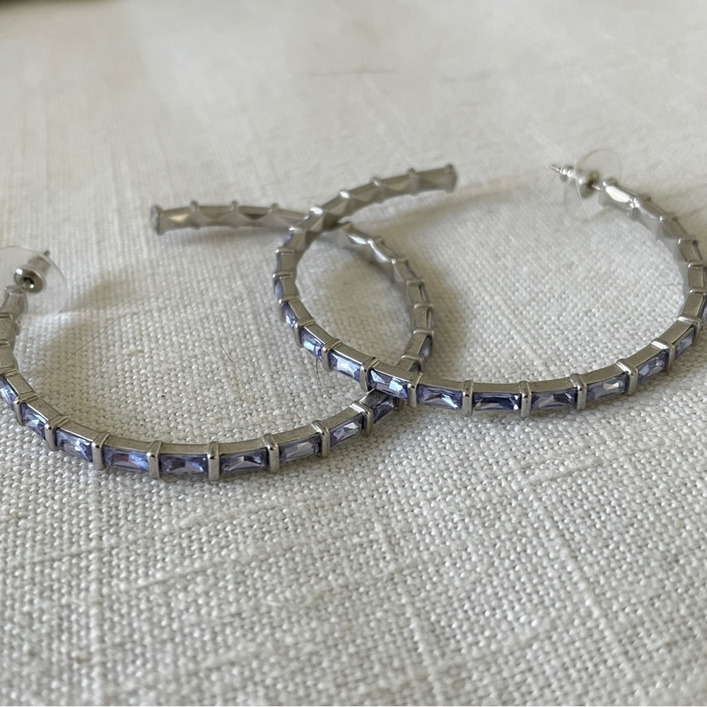 Kendra Scott Thora Silver and Purple Hoop Earrings